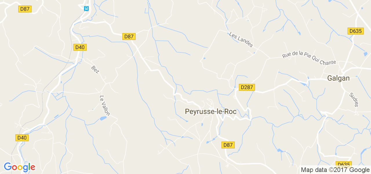 map de la ville de Peyrusse-le-Roc