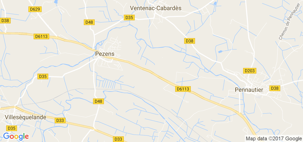 map de la ville de Pezens