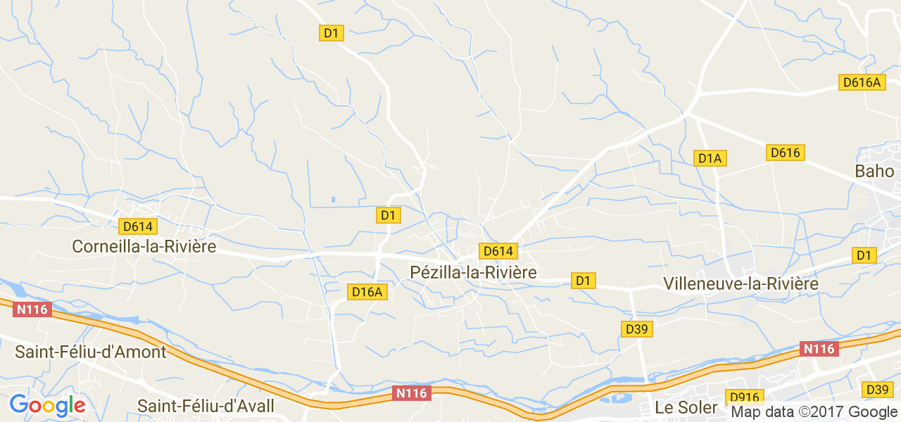 map de la ville de Pézilla-la-Rivière