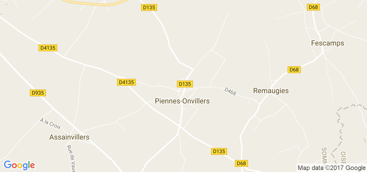 map de la ville de Piennes-Onvillers