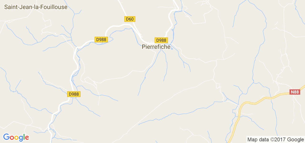 map de la ville de Pierrefiche