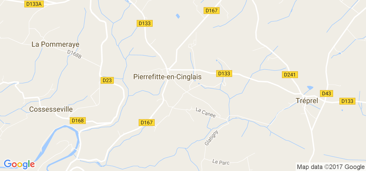 map de la ville de Pierrefitte-en-Cinglais