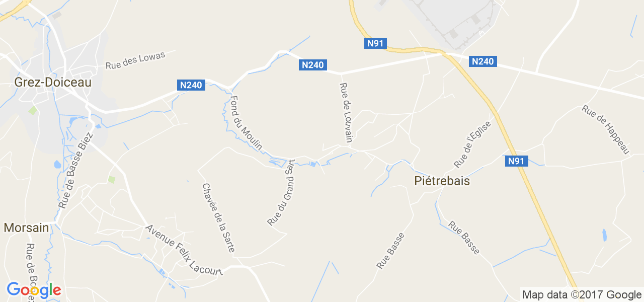 map de la ville de Piètrebais