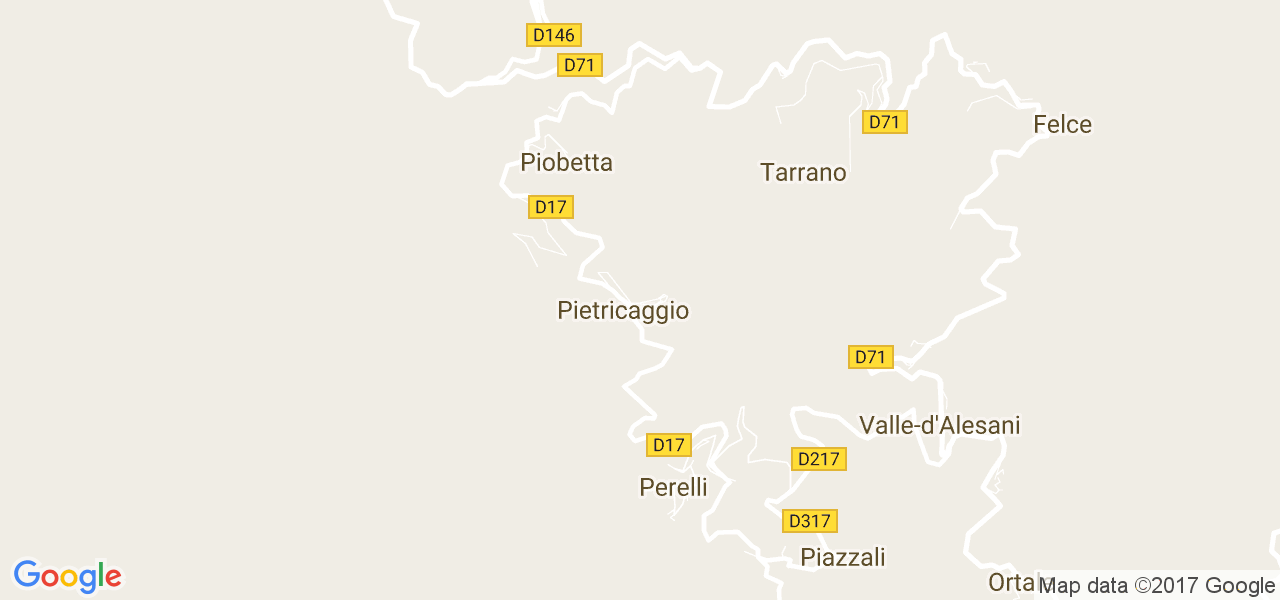 map de la ville de Pietricaggio