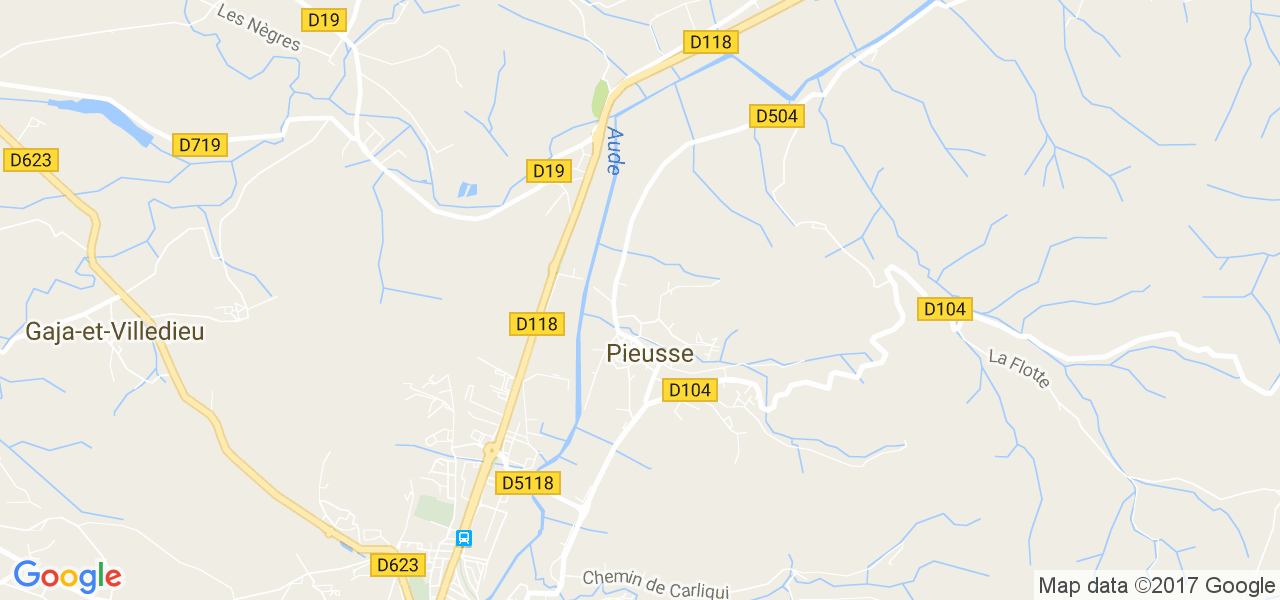 map de la ville de Pieusse