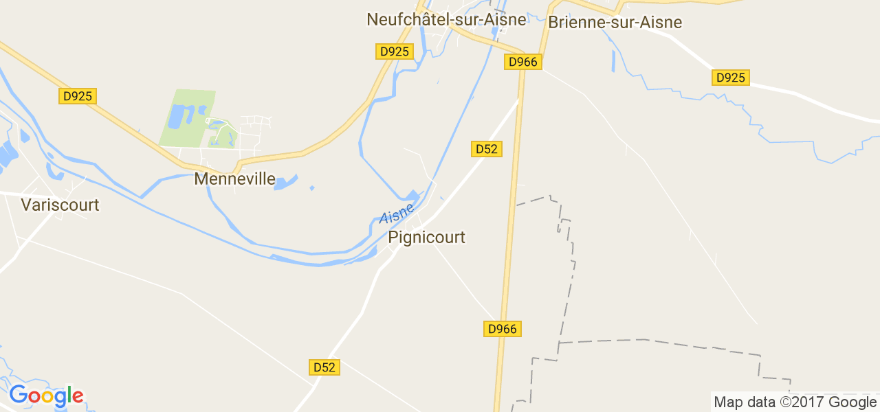 map de la ville de Pignicourt