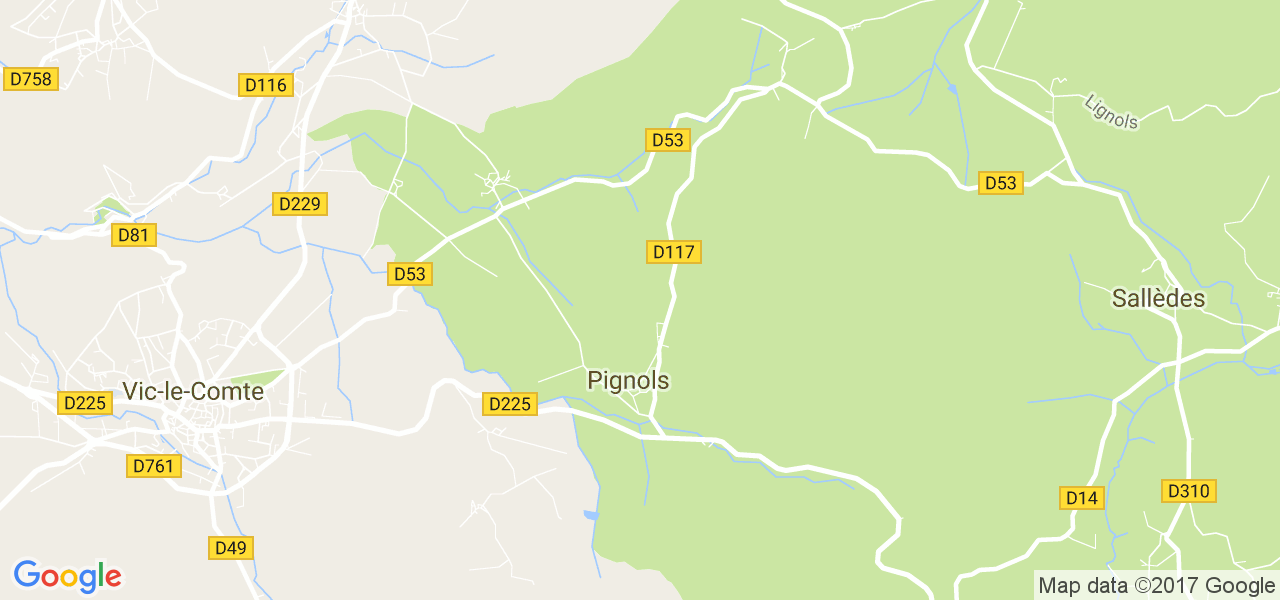 map de la ville de Pignols