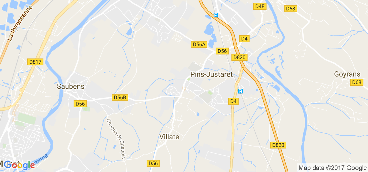 map de la ville de Pins-Justaret