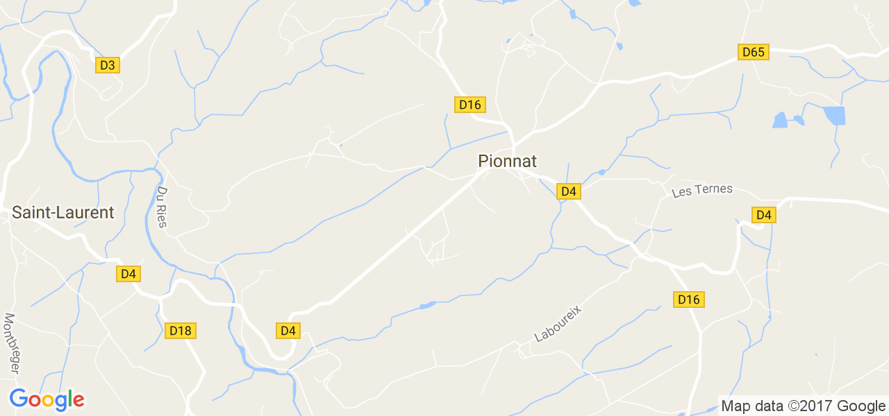 map de la ville de Pionnat