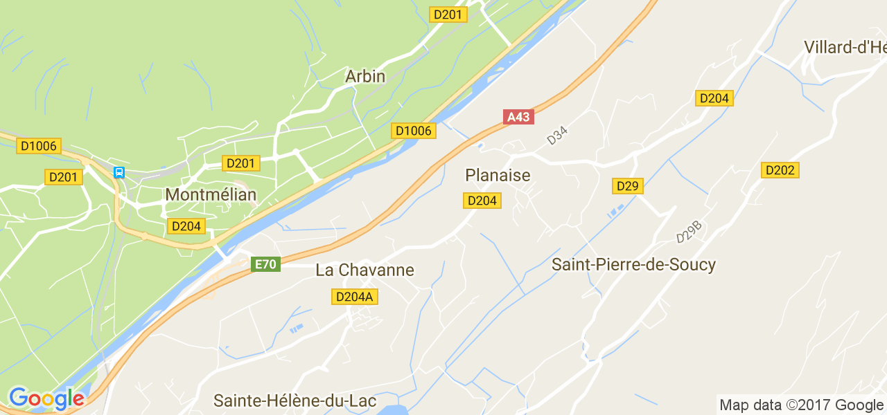 map de la ville de Planaise