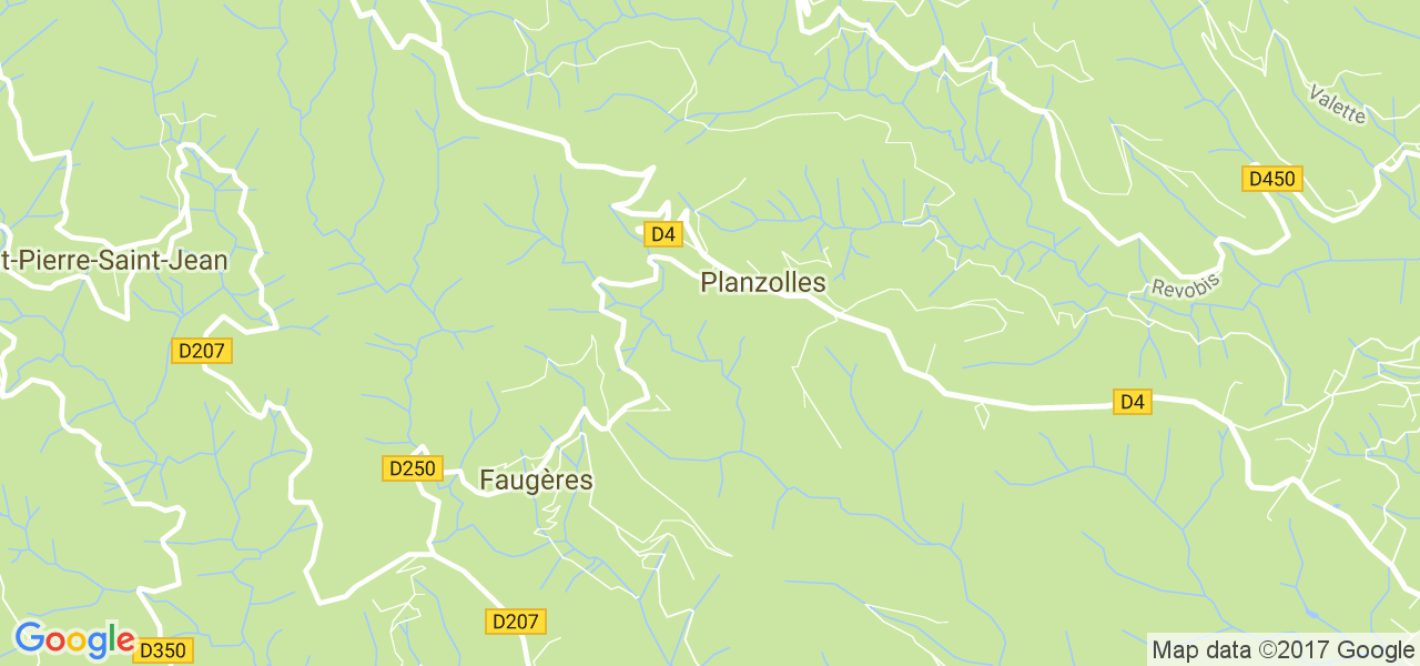 map de la ville de Planzolles