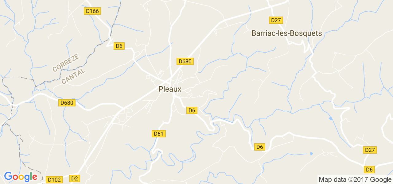 map de la ville de Pleaux