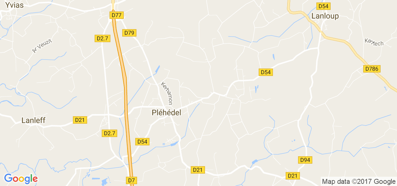 map de la ville de Pléhédel