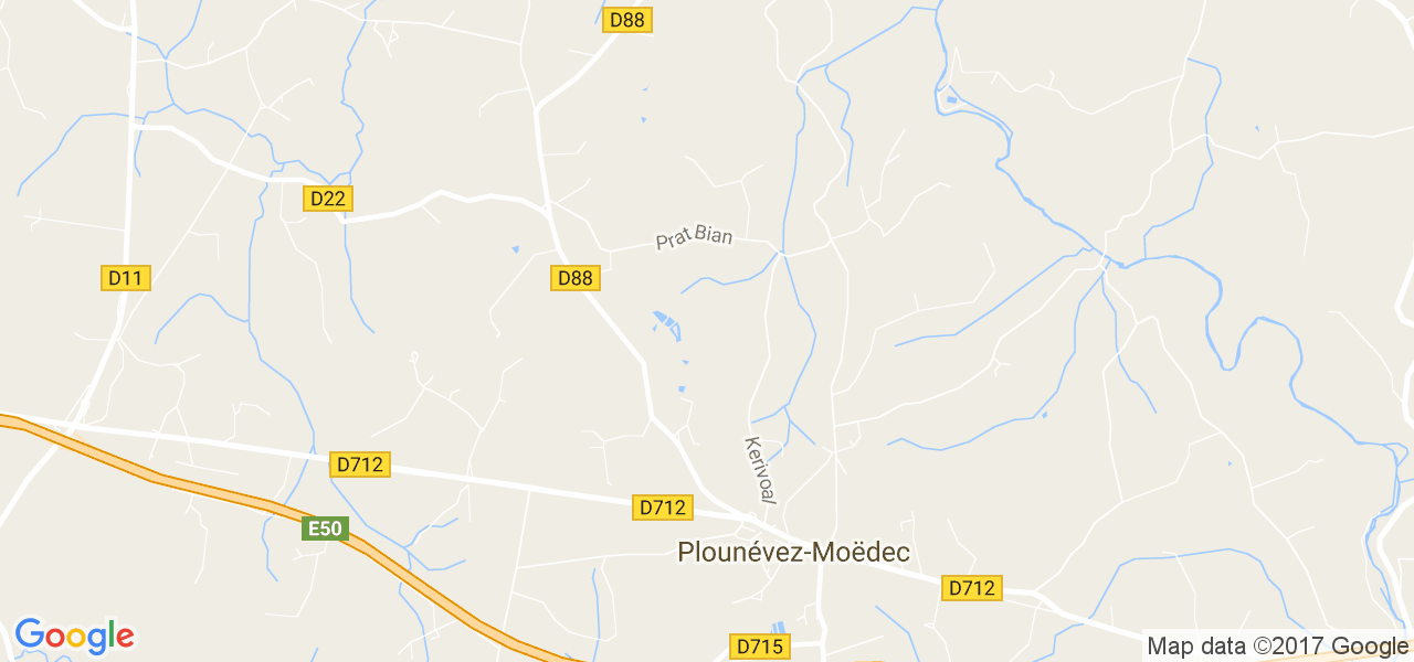 map de la ville de Plounévez-Moëdec