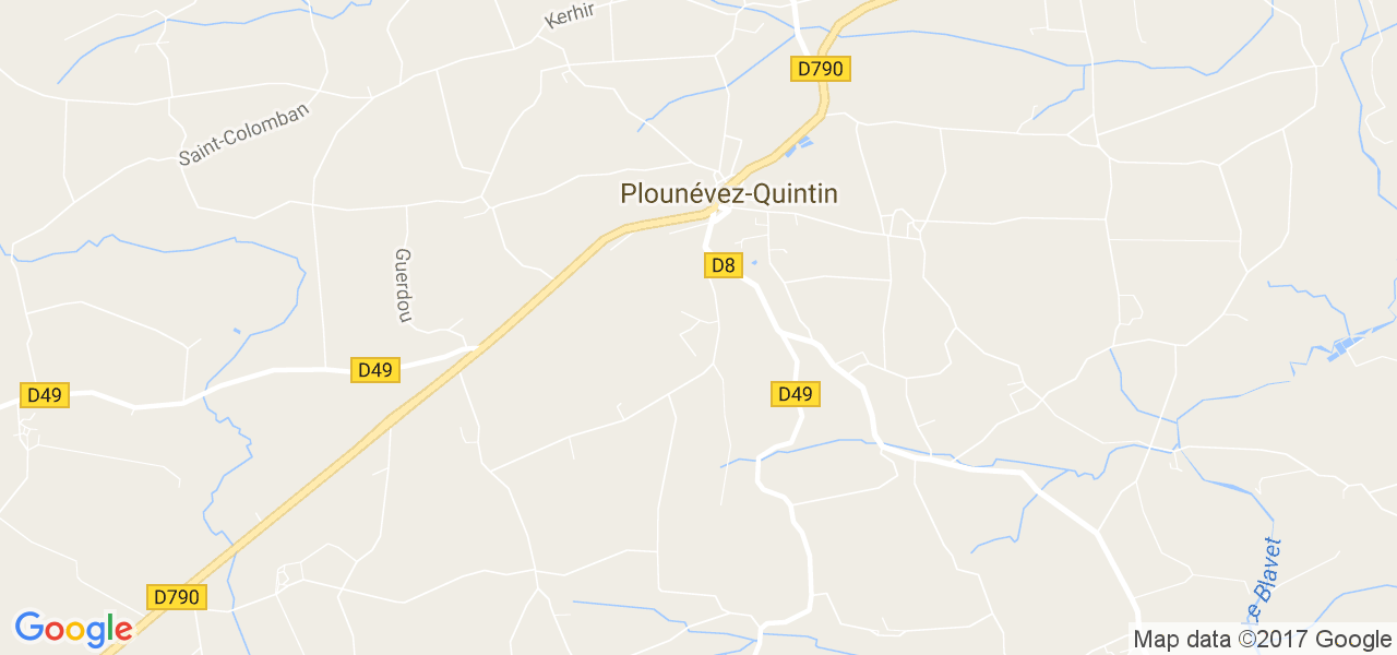 map de la ville de Plounévez-Quintin