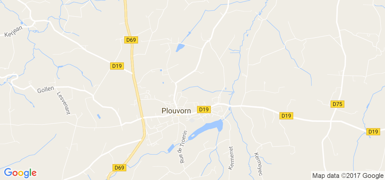 map de la ville de Plouvorn