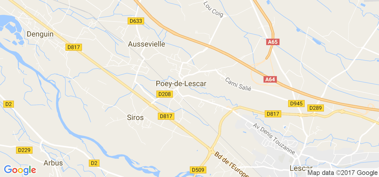 map de la ville de Poey-de-Lescar