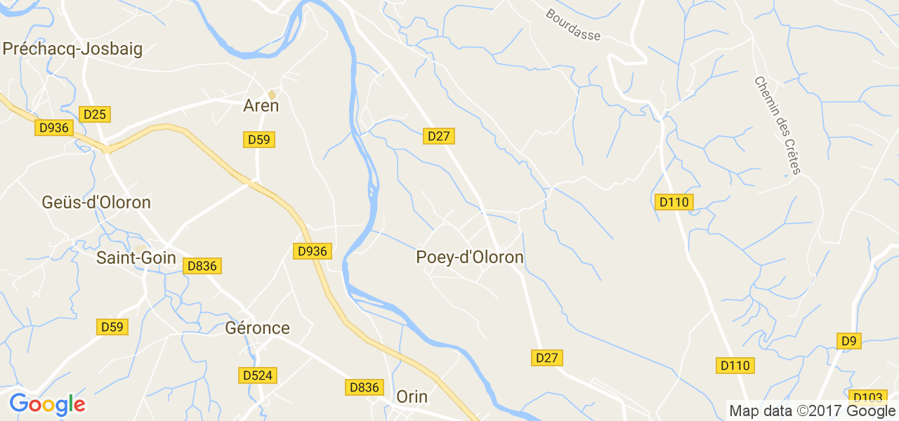 map de la ville de Poey-d'Oloron