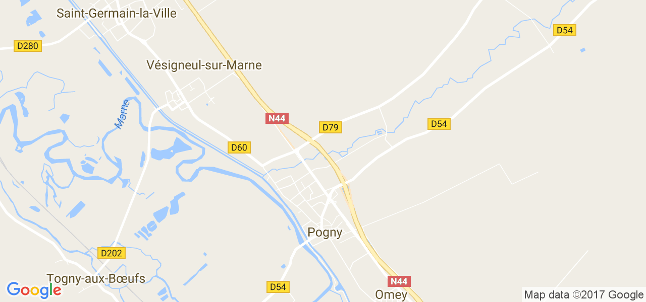 map de la ville de Pogny