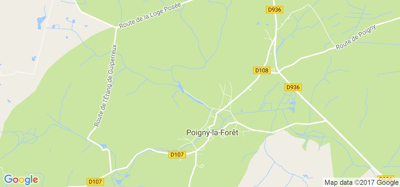 map de la ville de Poigny-la-Forêt