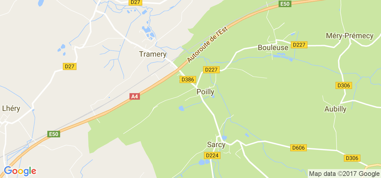 map de la ville de Poilly