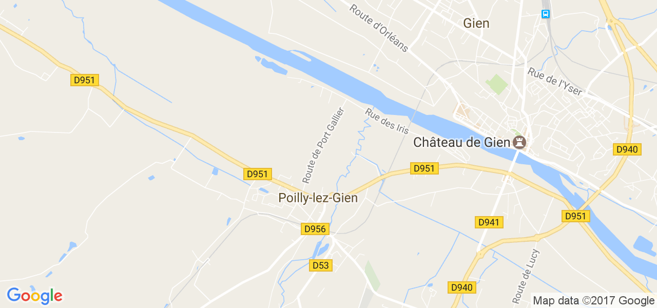 map de la ville de Poilly-lez-Gien