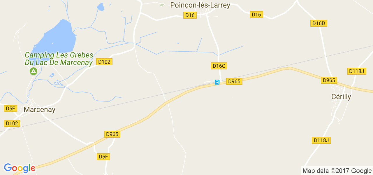 map de la ville de Poinçon-lès-Larrey