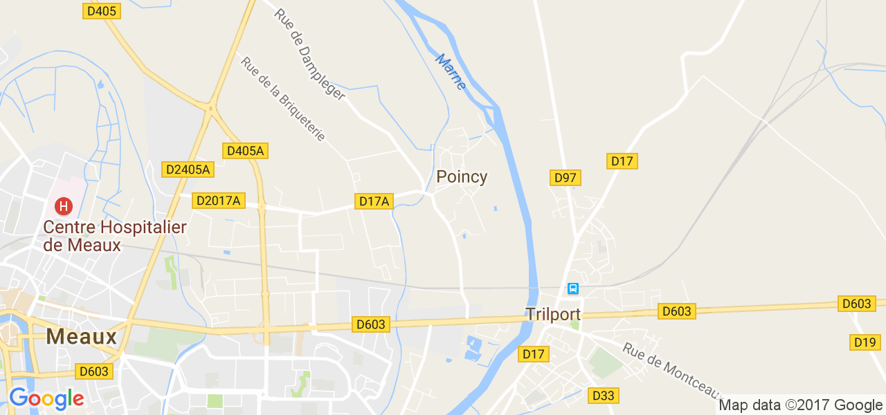 map de la ville de Poincy