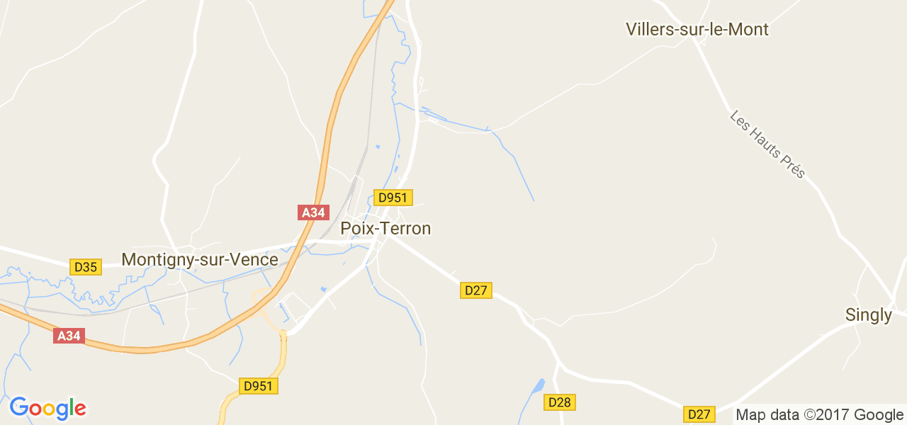 map de la ville de Poix-Terron