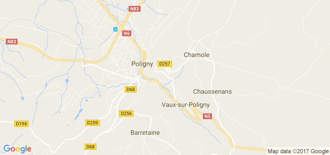 map de la ville de Poligny