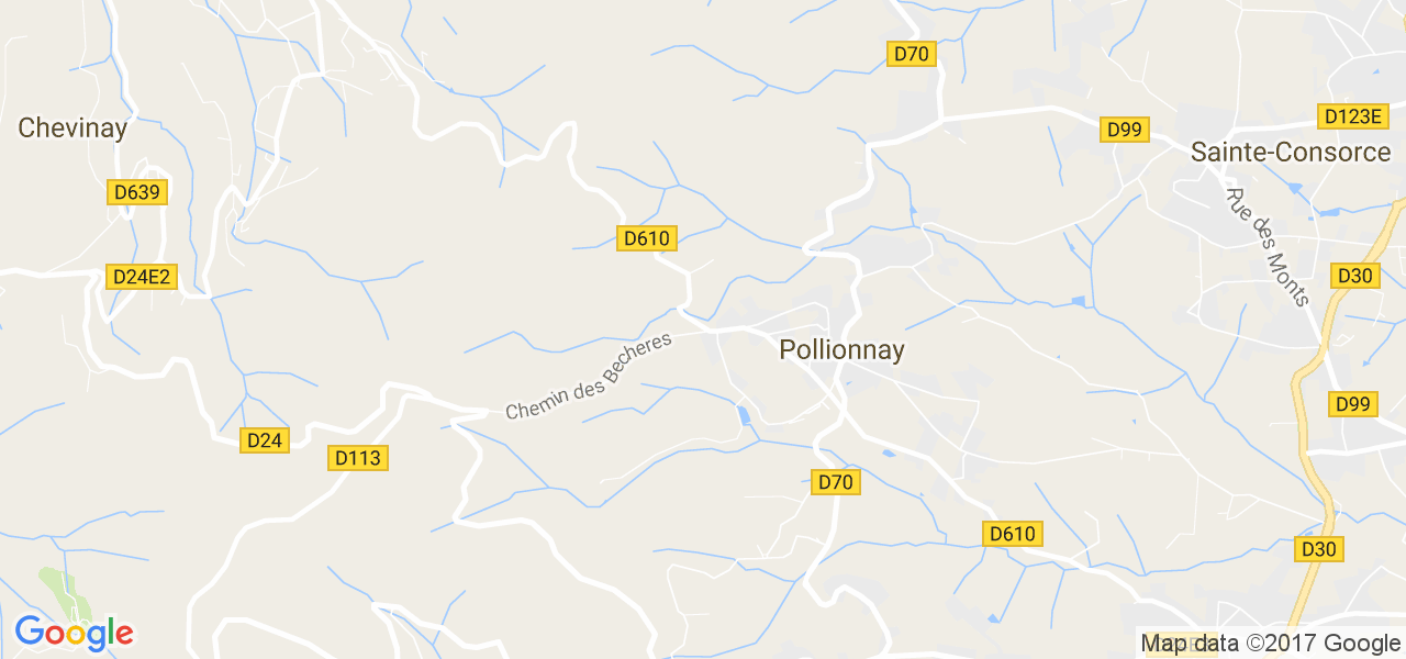 map de la ville de Pollionnay