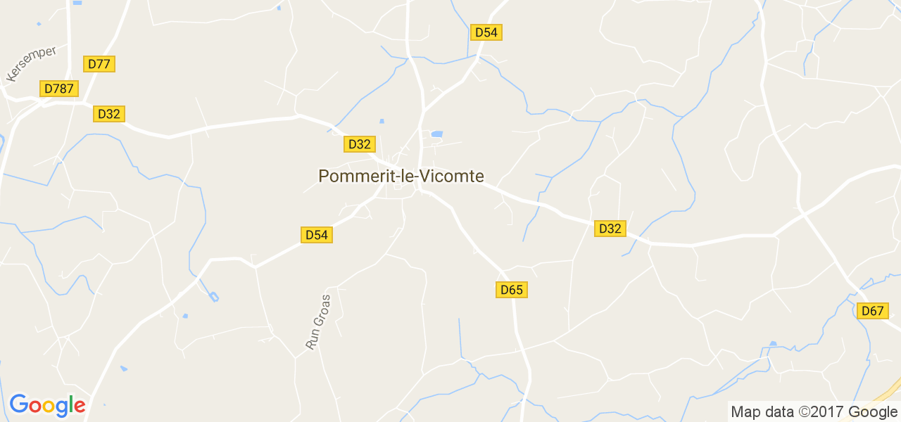 map de la ville de Pommerit-le-Vicomte