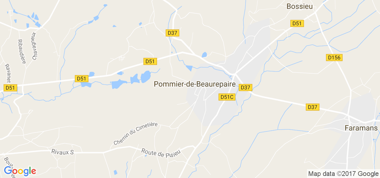 map de la ville de Pommier-de-Beaurepaire