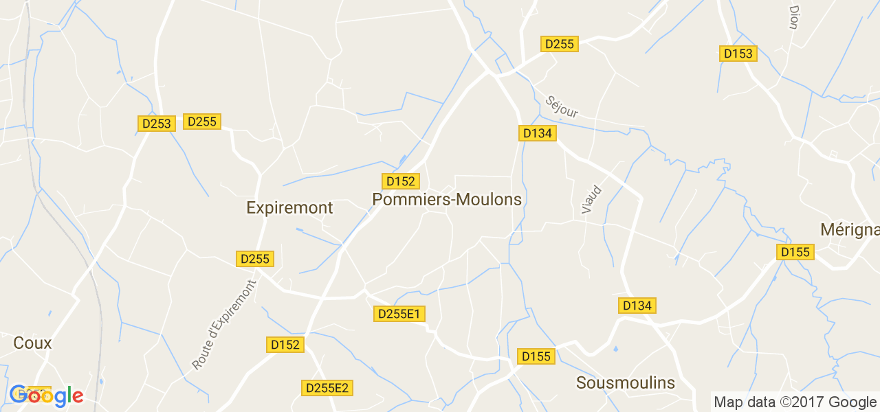 map de la ville de Pommiers-Moulons