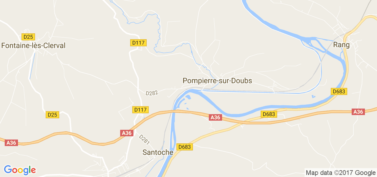 map de la ville de Pompierre-sur-Doubs