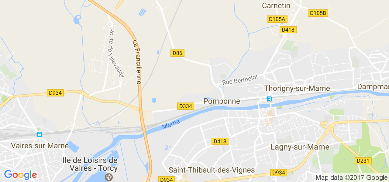 map de la ville de Pomponne