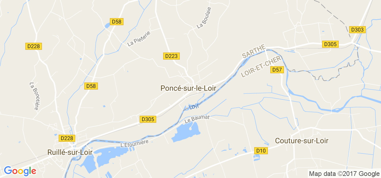 map de la ville de Poncé-sur-le-Loir