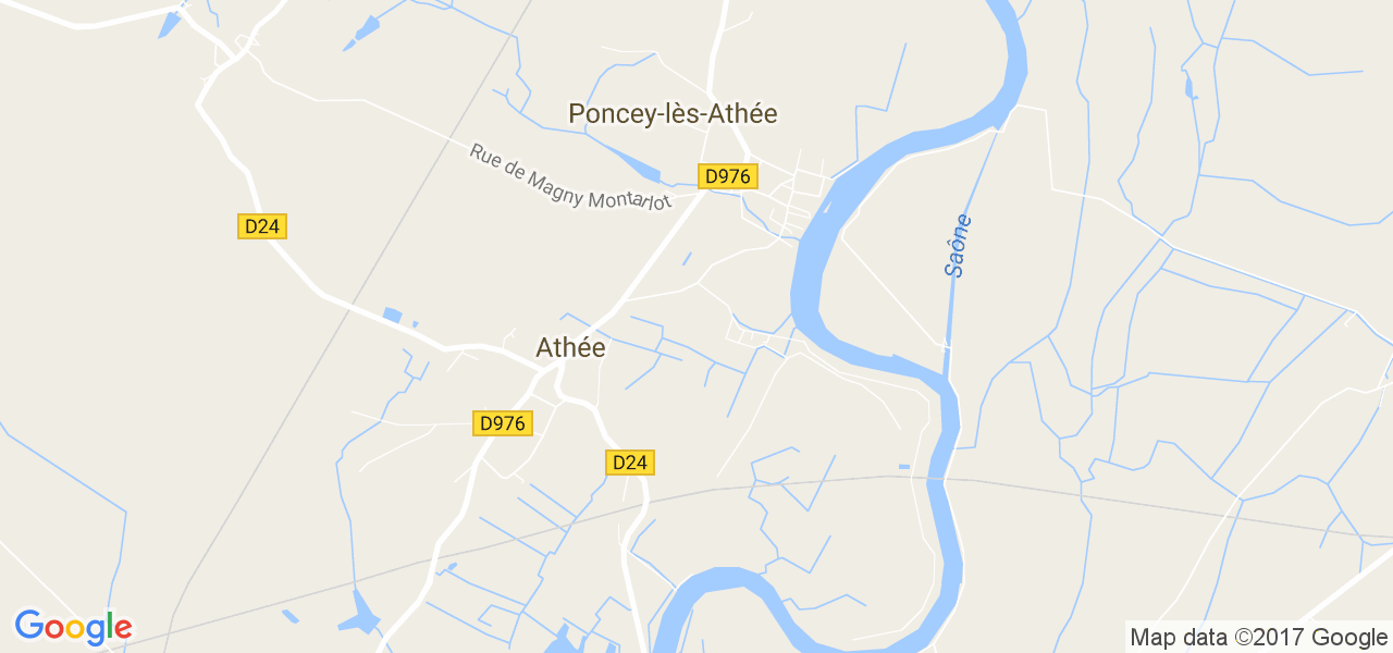 map de la ville de Poncey-lès-Athée