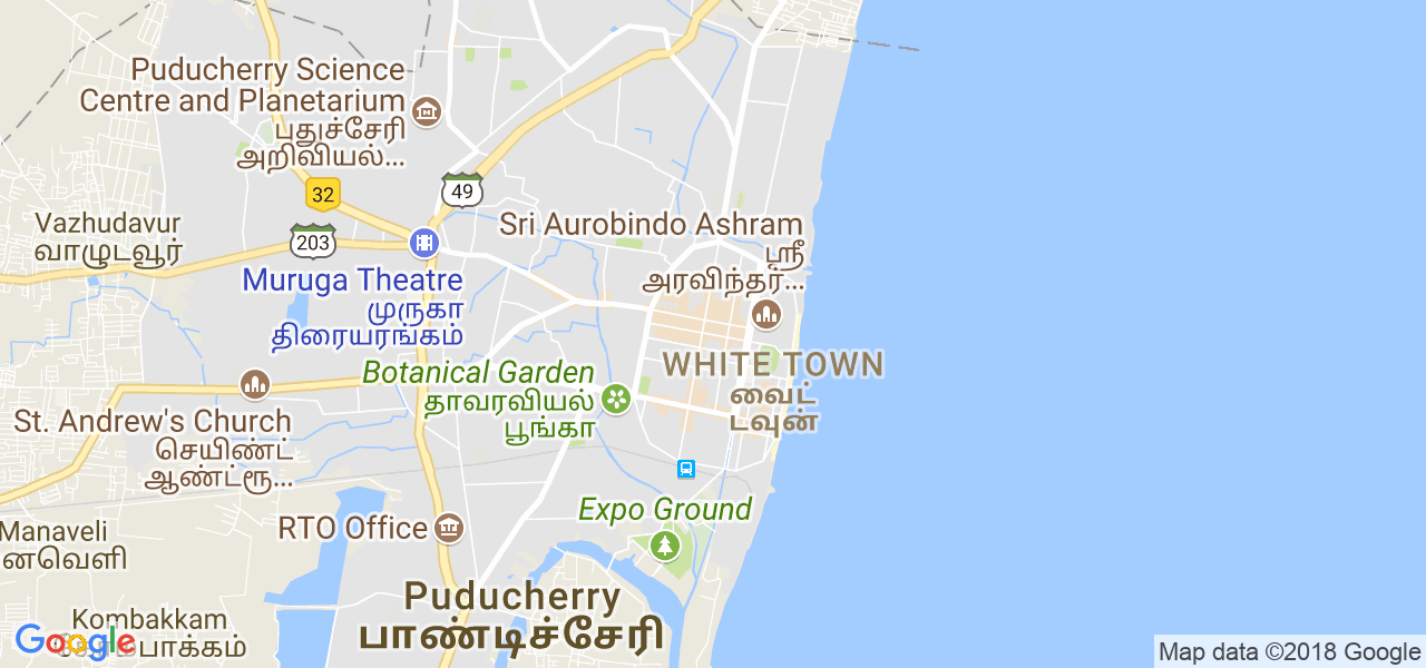 map of the city of Pondicherry