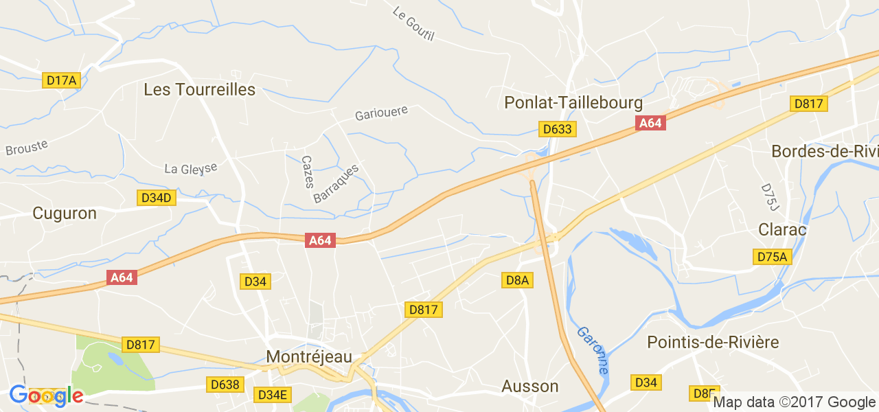 map de la ville de Ponlat-Taillebourg