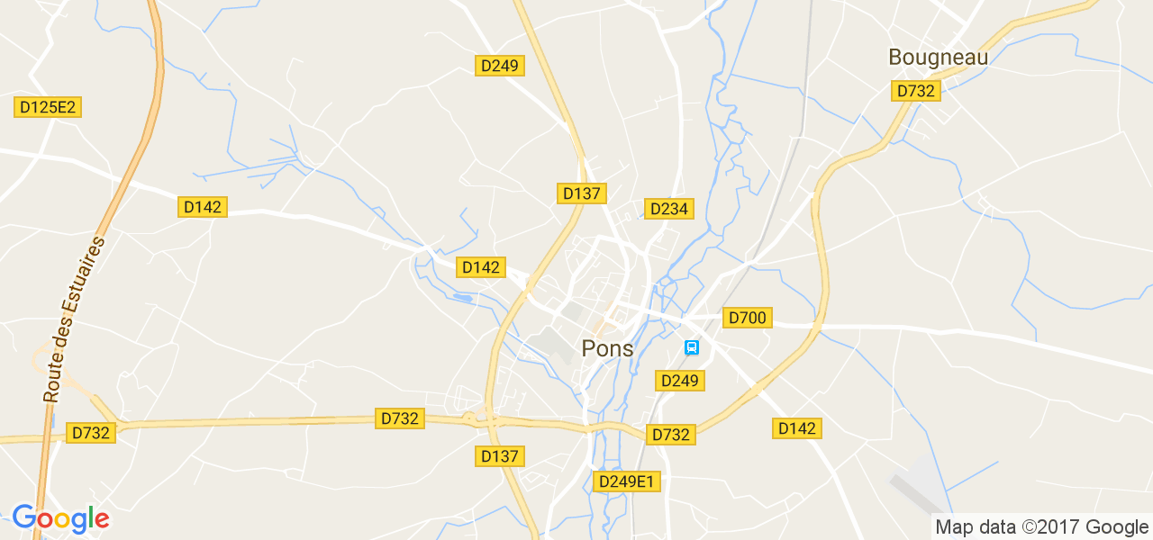 map de la ville de Pons