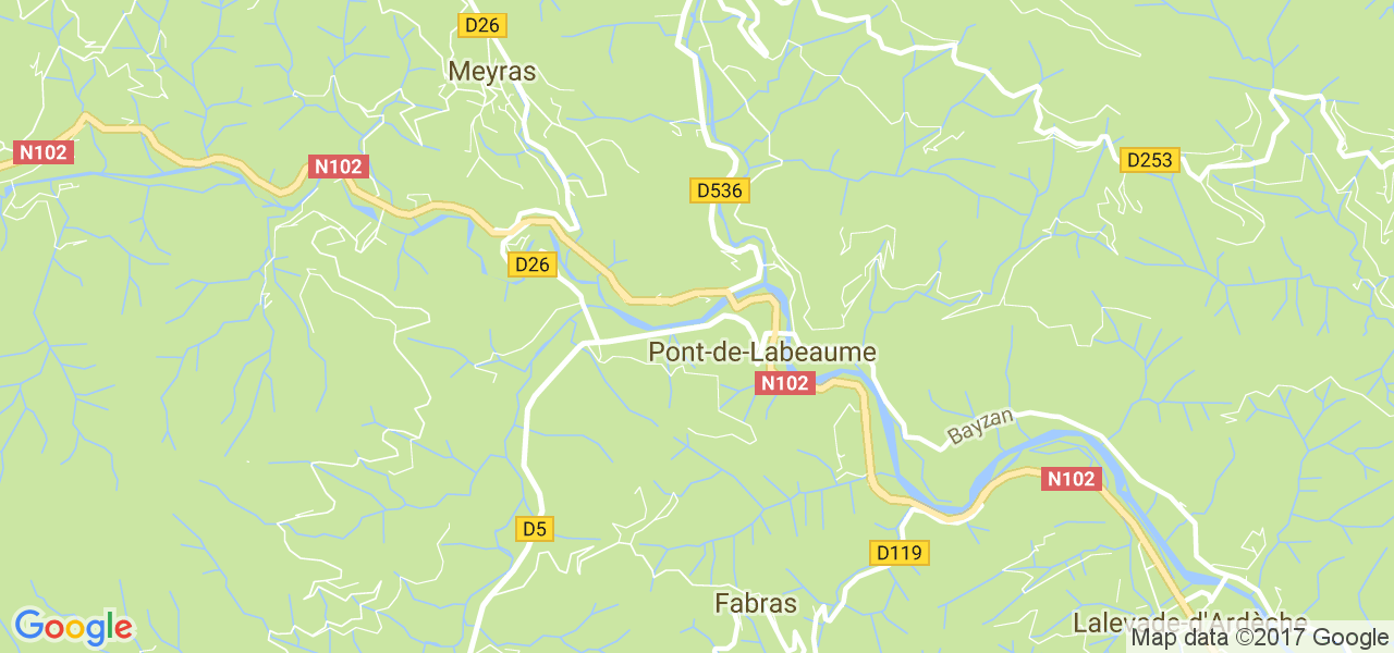 map de la ville de Pont-de-Labeaume