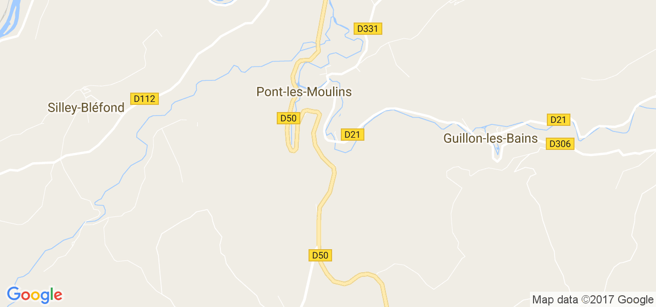 map de la ville de Pont-les-Moulins