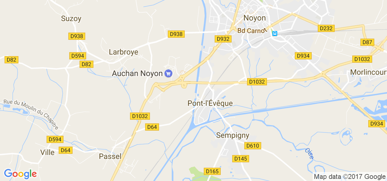 map de la ville de Pont-l'Évêque