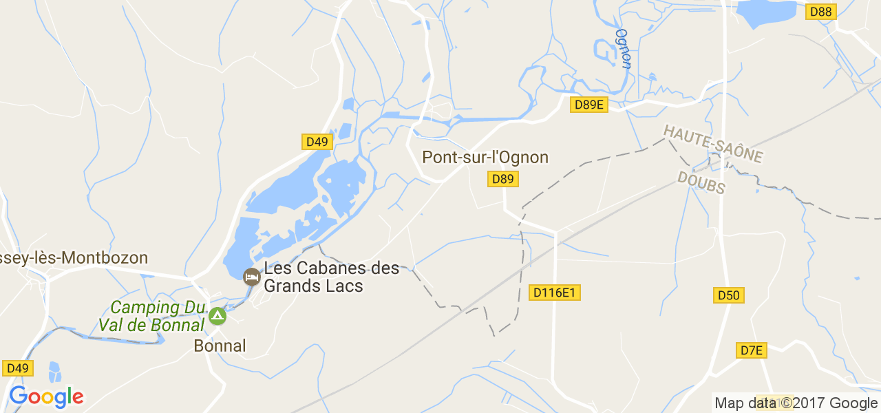 map de la ville de Pont-sur-l'Ognon