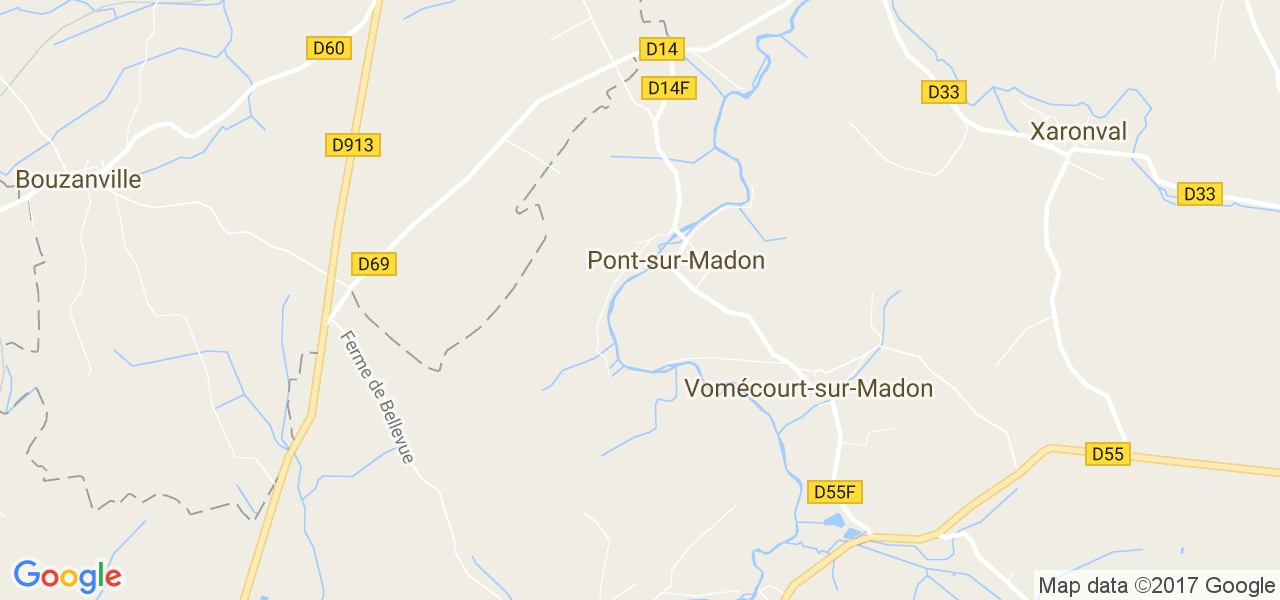 map de la ville de Pont-sur-Madon