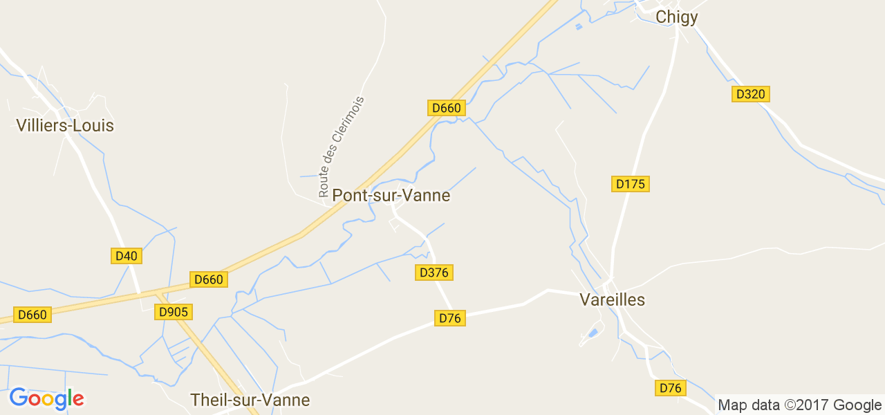 map de la ville de Pont-sur-Vanne