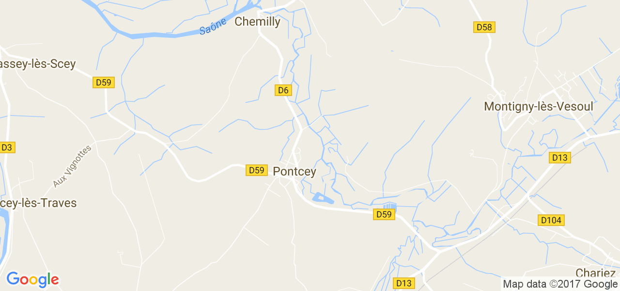 map de la ville de Pontcey