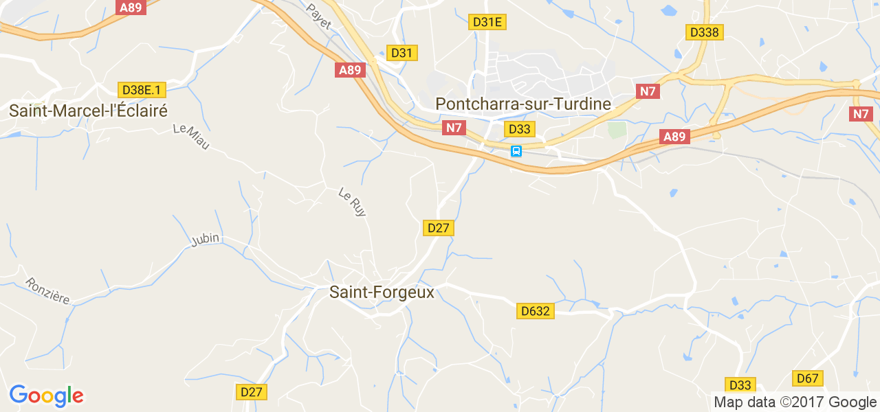 map de la ville de Pontcharra-sur-Turdine