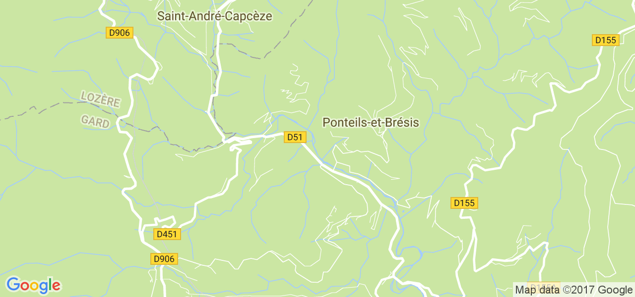 map de la ville de Ponteils-et-Brésis